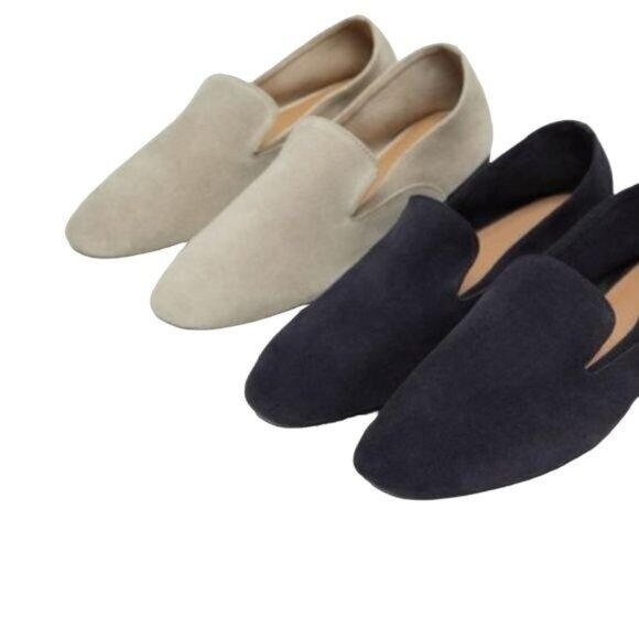 Zara Trafaluc Natural Beige Suede Leather Slip-On Loafers - Picture 1 of 6
